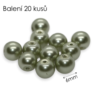 Zelené kuličky, voskované, 6mm (20ks)