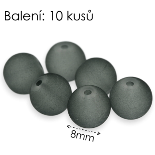 Šedé kuličky, matné, 8mm (10ks)