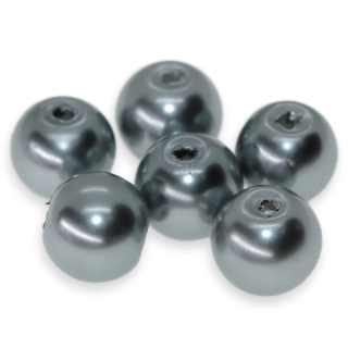 Šedé kuličky, voskované, 8mm (10ks)