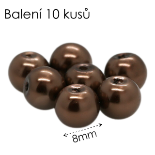 Hnědé kuličky, voskované, 8mm (10ks)