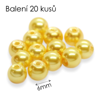 Žluté kuličky, voskované, 6mm (20ks)