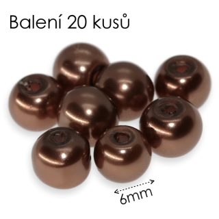 Hnědé kuličky, voskované, 6mm (20ks)