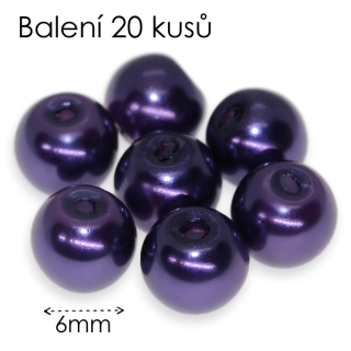 Fialové kuličky, voskované, 6mm (20ks)