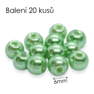 Zelené kuličky, voskované, 6mm (20ks)