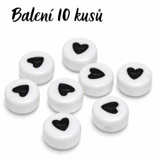 Bílé, srdíčkové korálky (10ks)