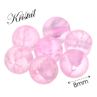 KŘIŠŤÁL praskaný, matný, růžový, 8mm