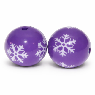 Fialová kulička s vločkou, 16mm