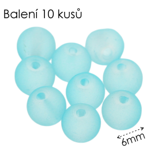 Modré kuličky, matné, 6mm (10ks)