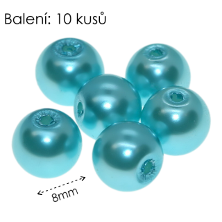 Modré kuličky, voskované, 8mm (10ks)