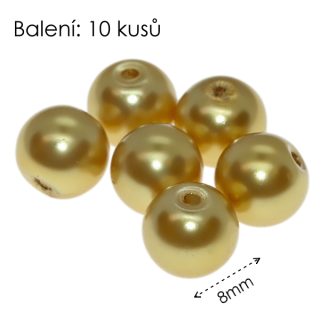 Zlaté kuličky, voskované, 8mm (10ks)