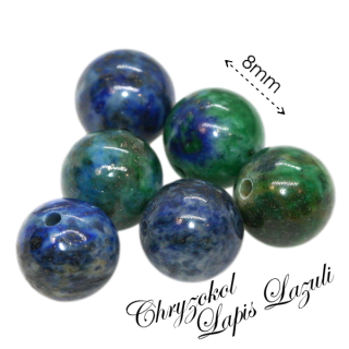 CHRYZOKOL+LAPIS LAZULI, kulička, 8mm
