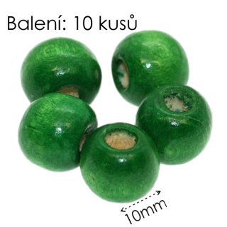 Zelené kuličky, 10mm (10ks)