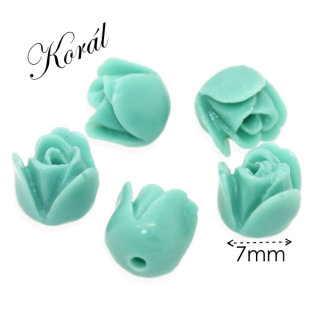 KORÁL, růžička tyrkysová, 7x6,5mm