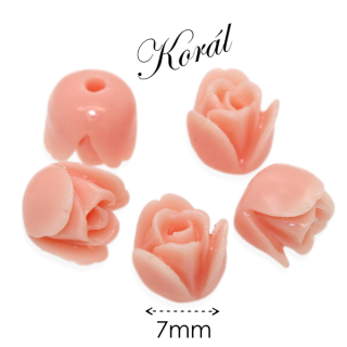 KORÁL, růžička lososová, 7x6,5mm