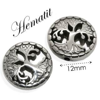 HEMATIT, strom života-platinový, 12x4,5mm