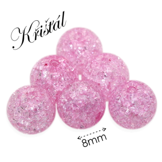 KŘIŠŤÁL praskaný, růžový, 8mm
