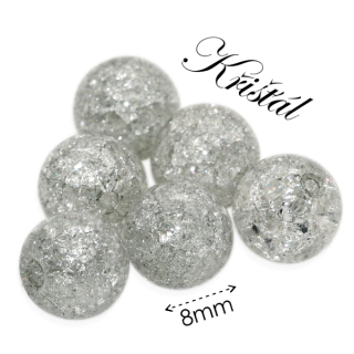 KŘIŠŤÁL praskaný, šedý, 8mm