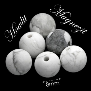 MAGNEZIT/HOWLIT přírodní, matný, 8mm