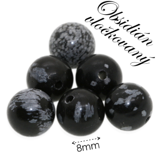 OBSIDIÁN vločkovaný, kulička, 8mm