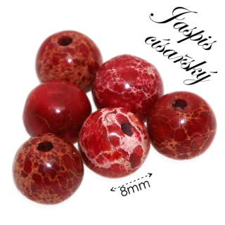 JASPIS císařský, kulička červená, 8mm