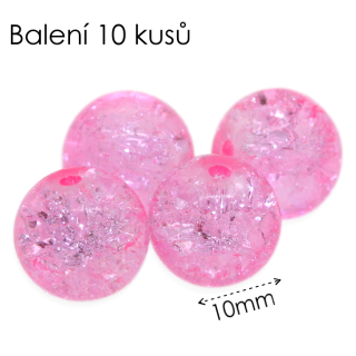 Růžové kuličky, 10mm (10ks)