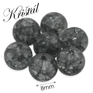 KŘIŠŤÁL praskaný, matný, šedý, 8mm