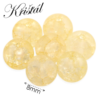 KŘIŠŤÁL praskaný, matný, žlutý, 8mm