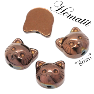 HEMATIT, kočka-měděná, 8x8x4,5mm