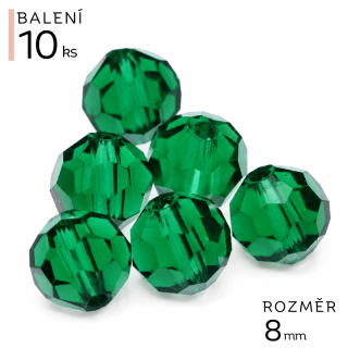 Zelené kuličky, broušené, 8mm (10ks)