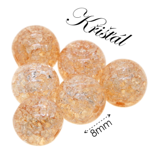 KŘIŠŤÁL praskaný, oranžový, 8mm