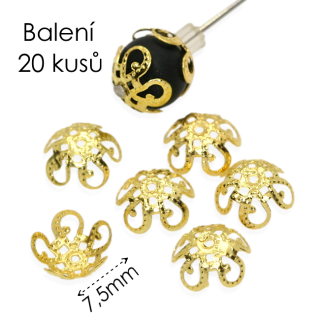 Zlaté kaplíky, 7,5x5mm (20ks)