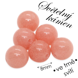 SVĚTELNÝ KÁMEN, kulička lososová, 8mm