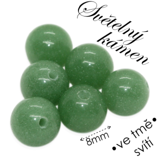 SVĚTELNÝ KÁMEN, kulička zelená, 8mm