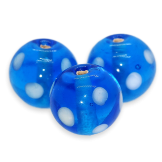 Modrá kulička s puntíky, 12mm