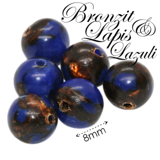 BRONZIT a LAPIS LAZULI, kulička, 8mm