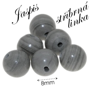 JASPIS stříbrná linka, kulička, 8mm