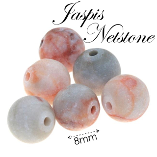 JASPIS NETSTONE, červený, kulička, 8mm