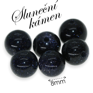 SLUNEČNÍ KÁMEN, kulička modrá, 8mm