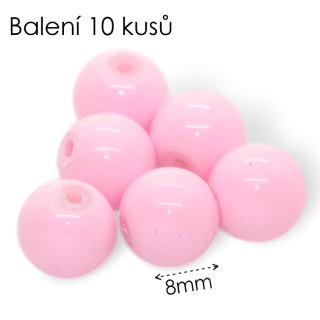 Růžové kuličky, 8mm (10ks)