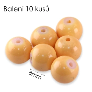 Oranžové kuličky, 8mm (10ks)