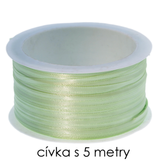 Zelená stuha, SATÉNOVÁ, 3mm (5m)