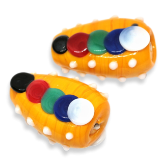 Žluto-oranžová slza s puntíky, 25x17mm
