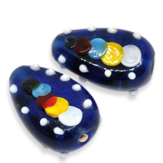 Modrá slza s puntíky, 25x17mm