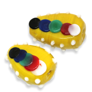 Žlutá slza s puntíky, 25x17mm