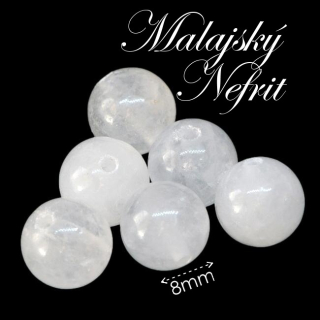 NEFRIT Malajský, bílý, 8mm