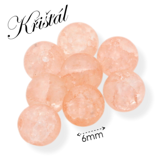 KŘIŠŤÁL praskaný, matný, oranžový, 6mm