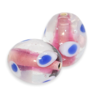 Růžový oválek s puntíky, 15x12mm