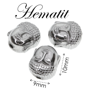 HEMATIT, buddha-platinový, 10x9x7mm
