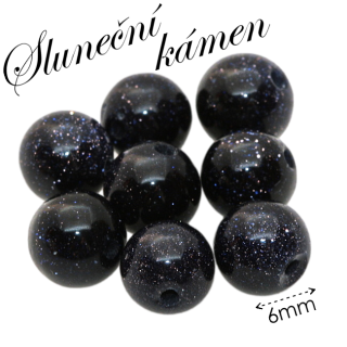 SLUNEČNÍ KÁMEN, kulička modrá, 6mm