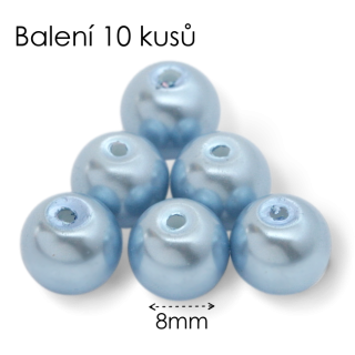 Modré kuličky, voskované, 8mm (10ks)